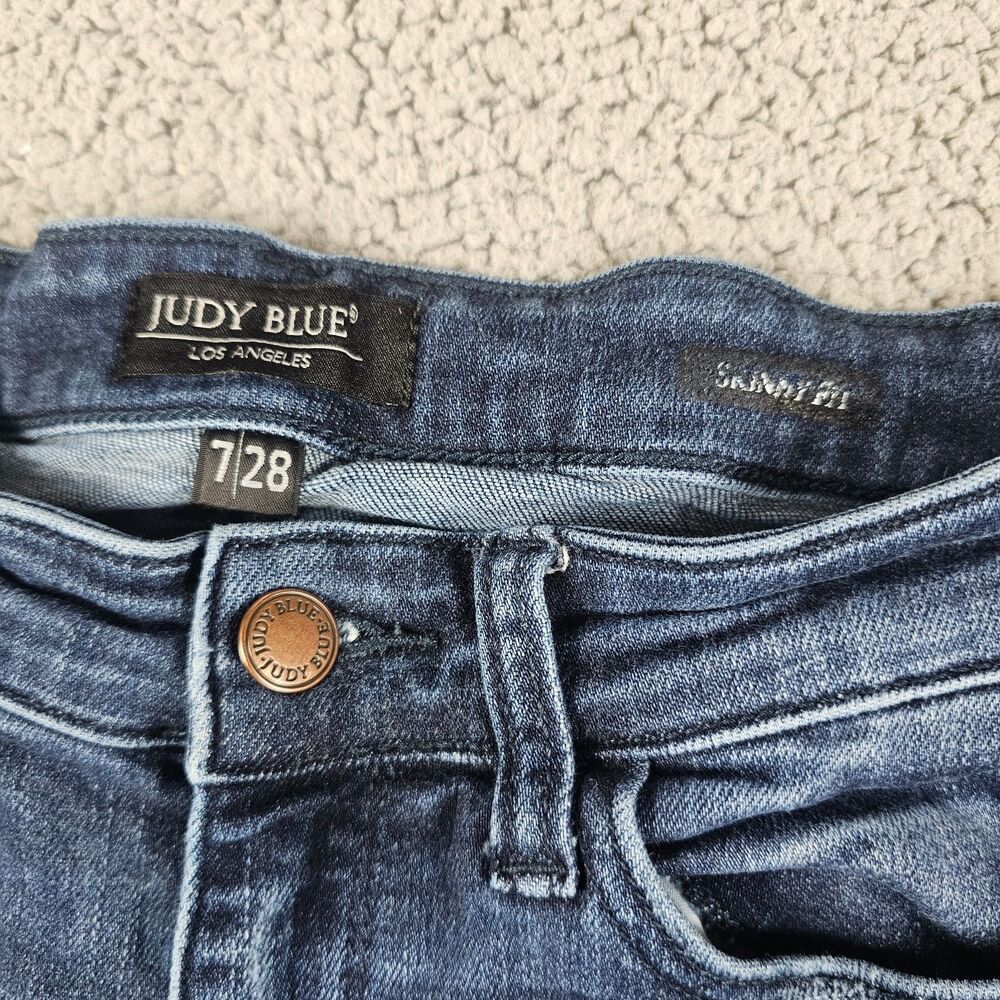 Judy Blue Jeans Womens 7/28 Skinny Fit Stretch Tummy Control Distress Dark Wash - Picture 5 of 15